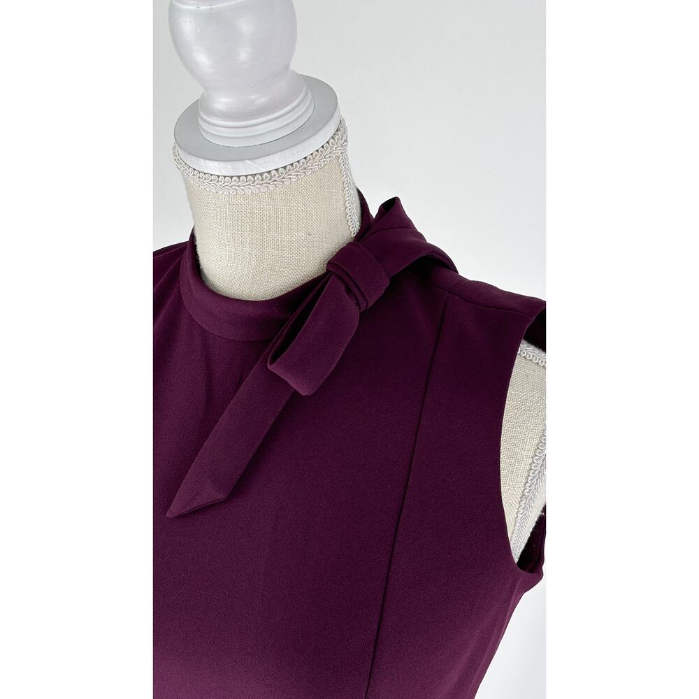Calvin Klein Bow Neck Sheath Dress Womens Size 8 Petite New Aubergine Sleeveless - Picture 4 of 12